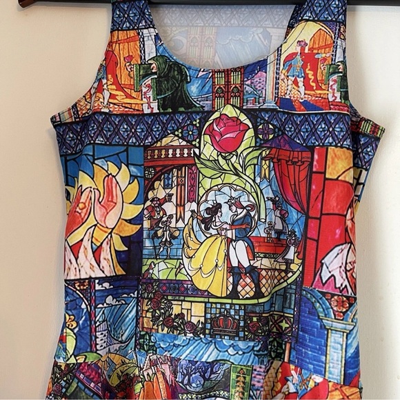 Beauty And The Beast Skater Dress Sz Small Flare - Picture 2 of 6